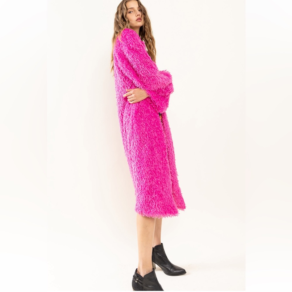10 Boho Faux Fur Long Jacket - Picture 6 of 7